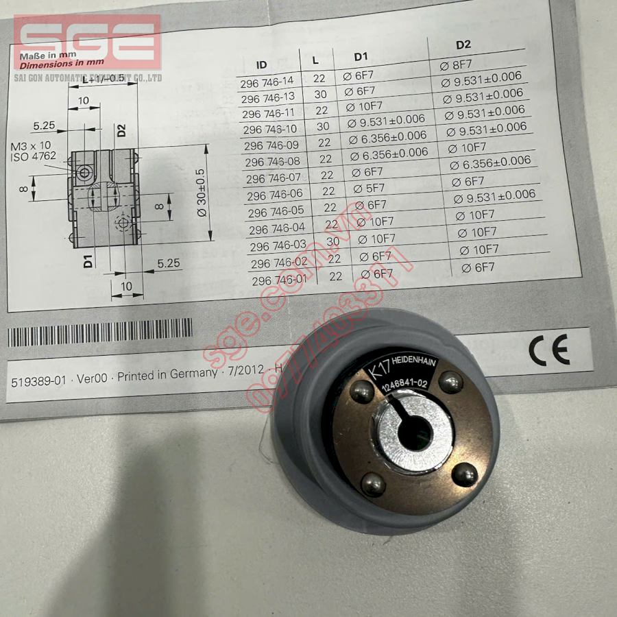 Coupling 1246841-02 HEIDENHAIN 2 Coupling 1246841-02 HEIDENHAIN - Ảnh 2